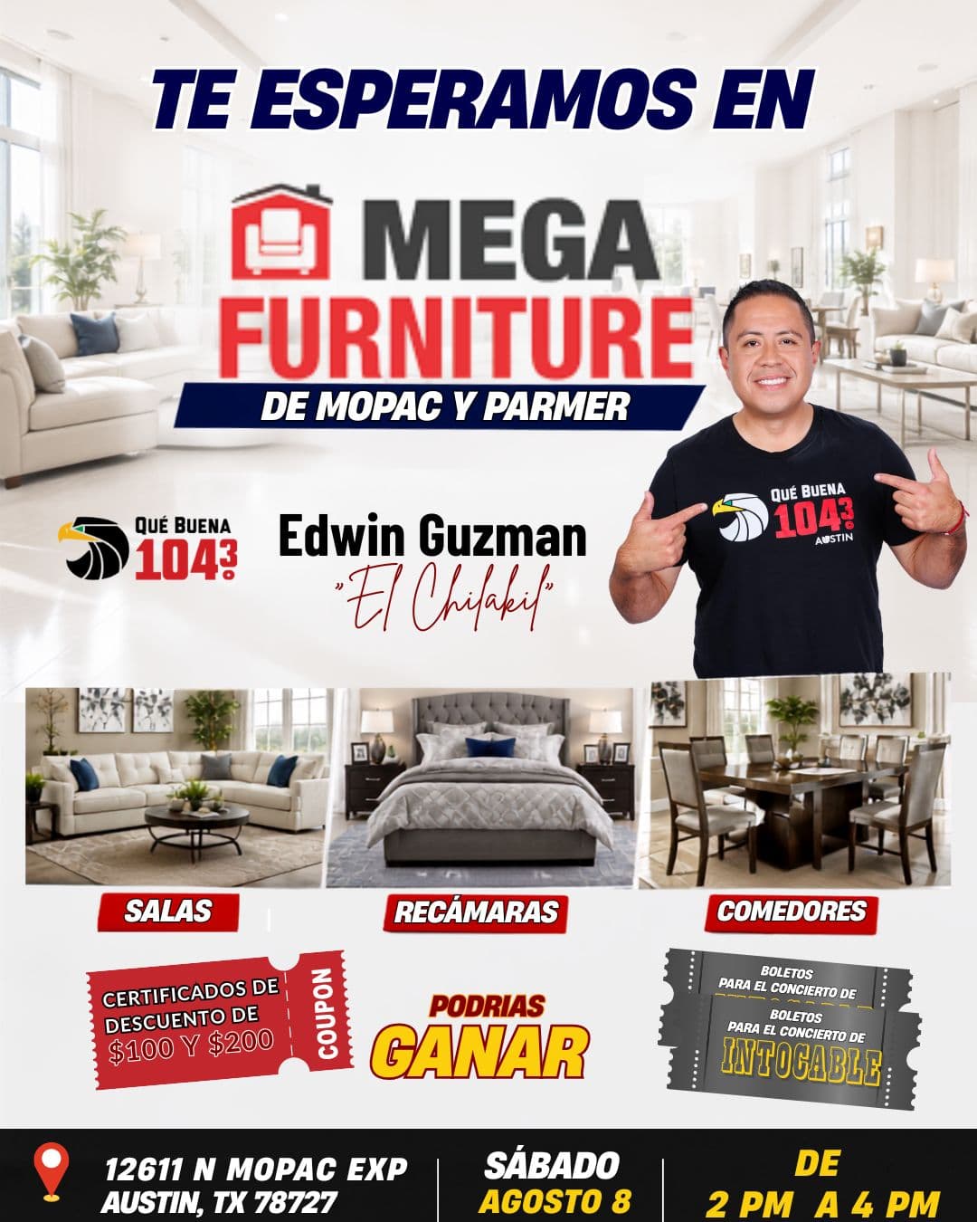 🛋️✨ ¡NO TE LO PIERDAS QUE BUENA 104.3 EN MEGA! ✨🛋️