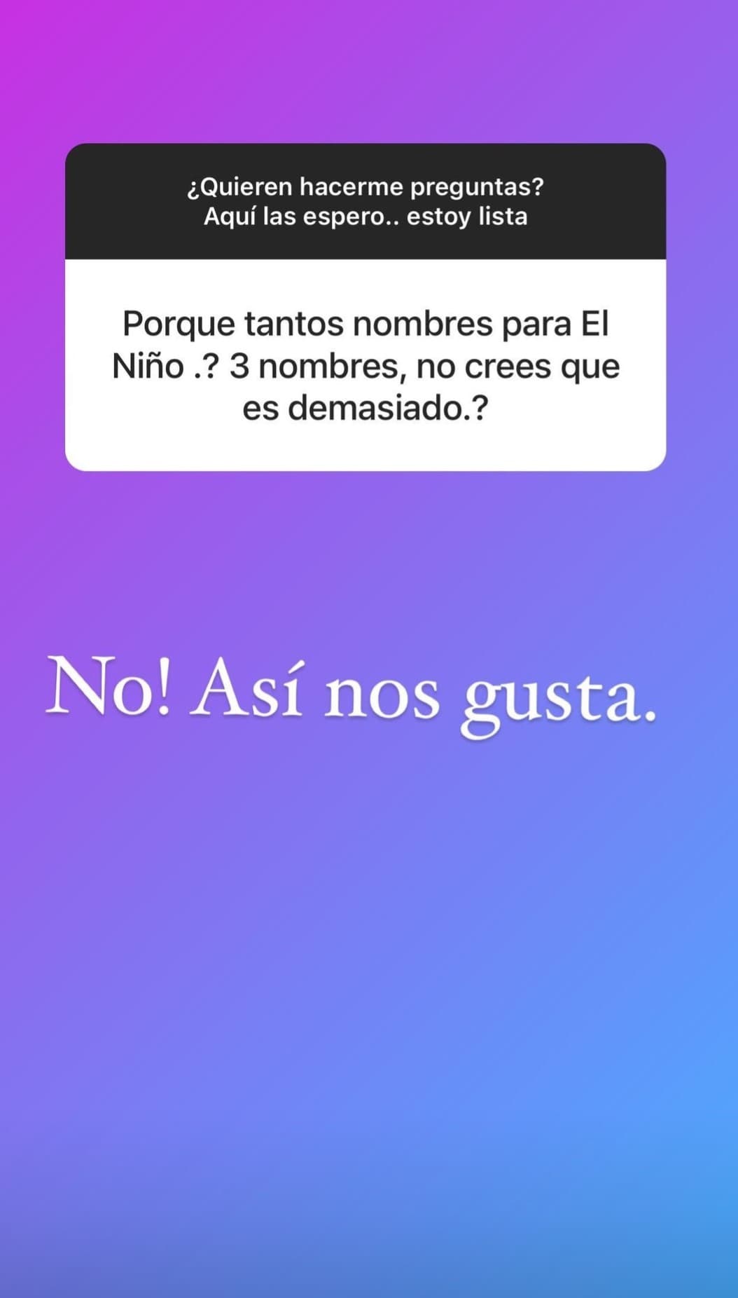 A través de un post en Instagram, Fran escribió que, aunque sean tres nombres los de su bebé, llamarlo Gennaro está bien: "Mi Gennaro Antonino Gamelier. Mi gente ustedes no se preocupen por mencionar todos los nombre solo díganle Gennaro. Por cierto ya tiene su cuenta de Instagram“.