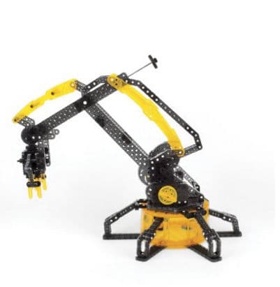 Vex Robotics Robotic Arm (Hexbug): se trata de un versión en miniatura de lo que es un brazo motorizado industrial. Permite agarrar y levantar objetos hasta 14 inches y moverlos de un lugar hacia otro. Este kit también les permite a los chicos crear un helicóptero robot y un escorpión.