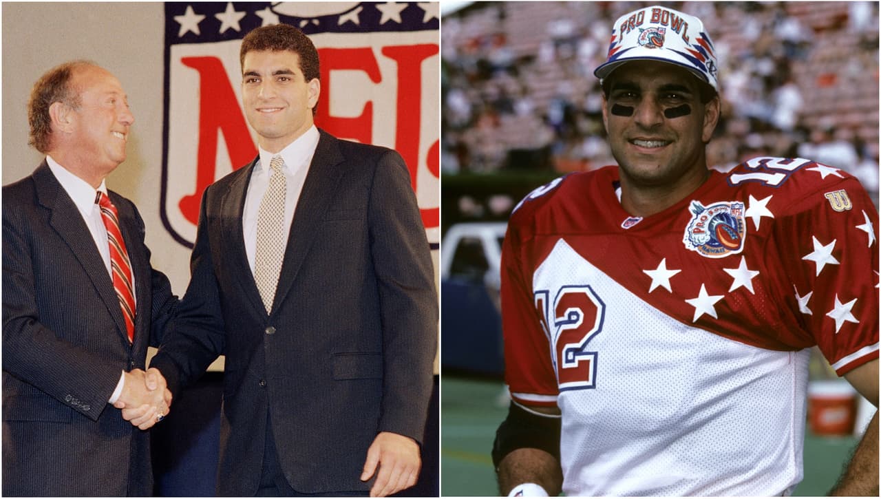 <b>#20 VINNY TESTAVERDE</b> | QB, Tampa Bay Buccaneers – 1987
<br>Los mariscales de campo reclutados siempre tienen mayor presión y generalmente se unen a un pésimo equipo. Testaverde es un buen ejemplo, pues sufrió seis duros años en Tampa Bay antes de convertirse en un sólido quarterback veterano con los Browns, Ravens y Jets. Testaverde no solo jugó hasta los 44 años, sino que acumuló 46,233 yardas y 275 touchdowns.