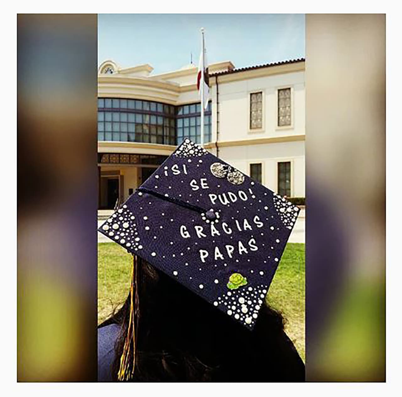 Graduation caps: This one reads: "Yes we could! Thanks parents."