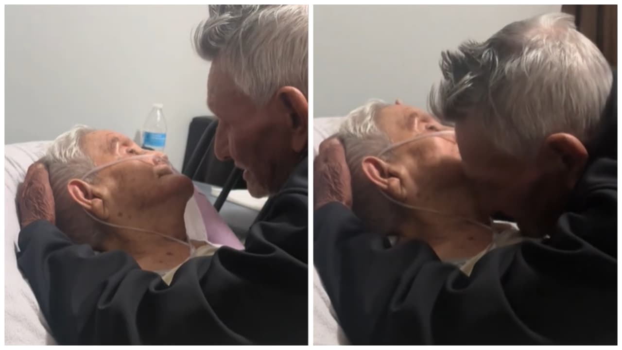 Abuelito se despide de su esposa antes de morir: estuvieron juntos 73 años.