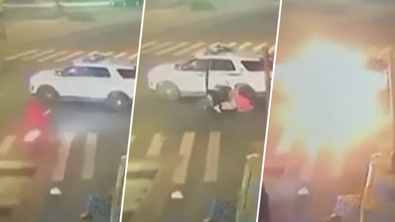 Hombre se estrella contra patrulla y se incendia motocicleta en la que viajaba