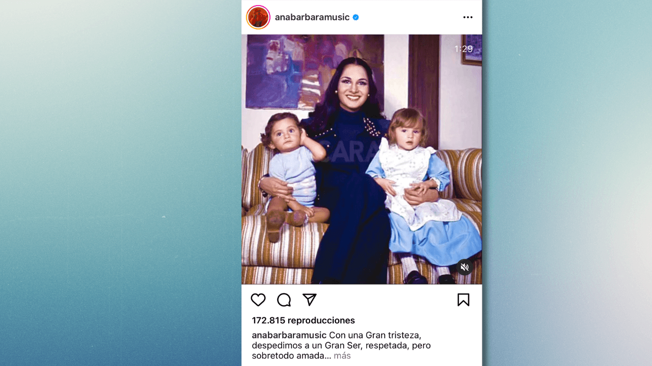 Con una Gran tristeza, despedimos a un Gran Ser, respetada, pero sobretodo amada!
<br>Una imagen dice mas que mil palabras, la Vida y la eternidad de su sonrisa representada q.e.p.d. nuestra amada 
<br>Susana Dosamantes🙏🏻
<br>Abrazo con mi corazón a la familia, deseando que esté llena de luz sus almas.
<br>Querida @paulinarubio su Grandeza será tu fortaleza 
<br>Te bendigo mi reina a la distancia🤍 @erubiod", escribió Ana Bárbara acompañado de un video.