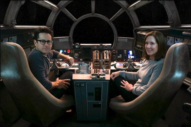 JJ Abrams con la productora Kathleen Kennedy.