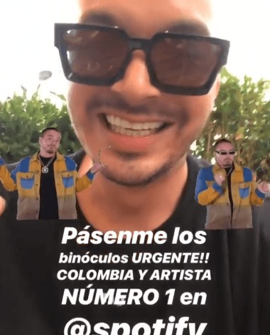 Después del marcador 3-0, J Balvin celebró con un clip en sus redes sociales, en el que también festejó que él es el artista más sonado en Spotify.