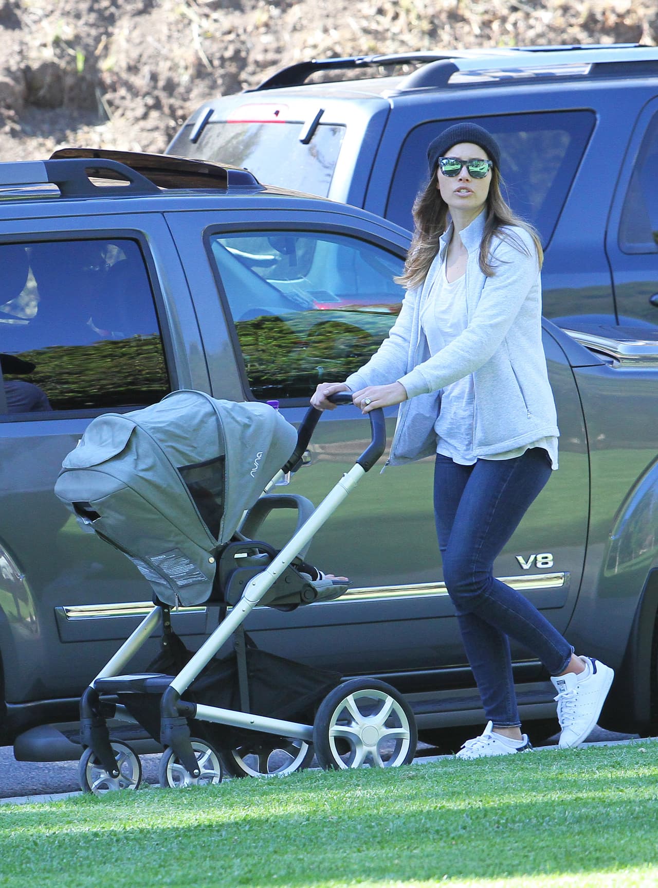 Oops! La actriz notó la presencia de las cámaras.