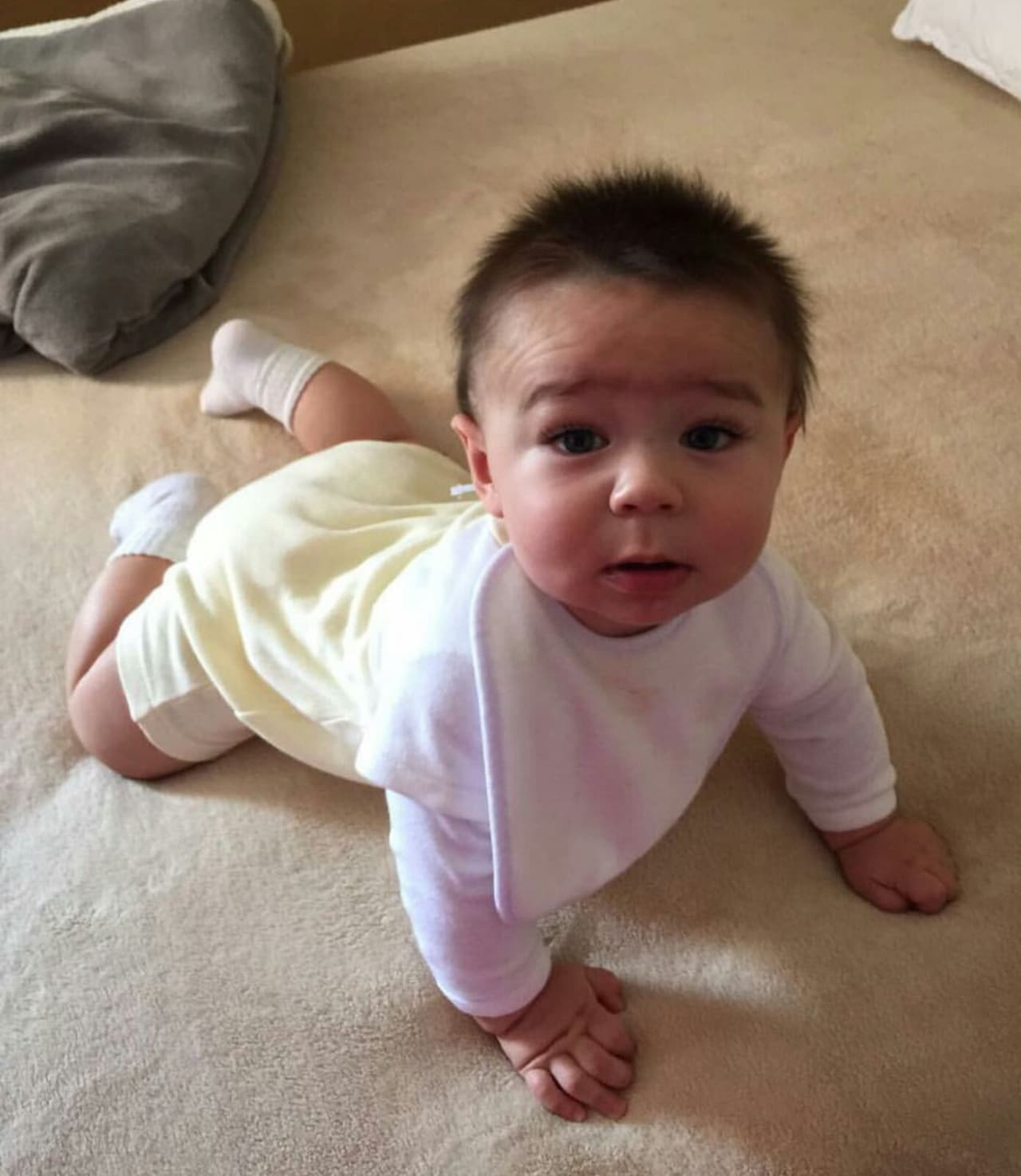 Muy rápido empezó a gatear.