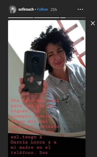 Esta fue la última publicación de Sofía Rocha en Instagram, la compartió en sus historias el domingo pasado al medio día.
