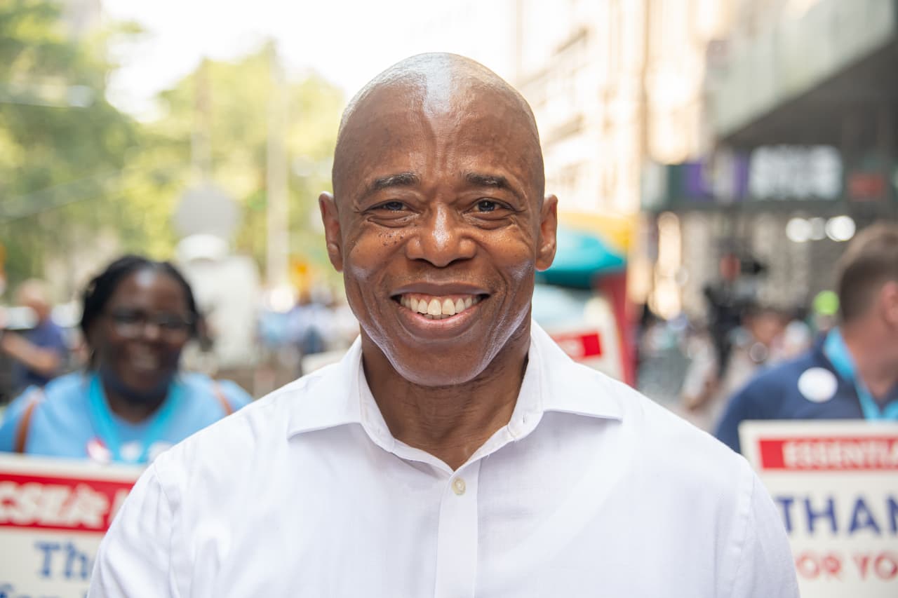 NEW YORK, NEW YORK - JULY 07: New York City Democratic mayoral nominee Eric Adams attends the "Hometown Heroes" Ticker Tape Parade on July 07, 2021 in New York, New York. Healthcare Workers, first responders and essential workers are honored in Manhattan's Canyon of Heroes for their service during the Covid-19 pandemic. (Photo by Noam Galai/Getty Images)