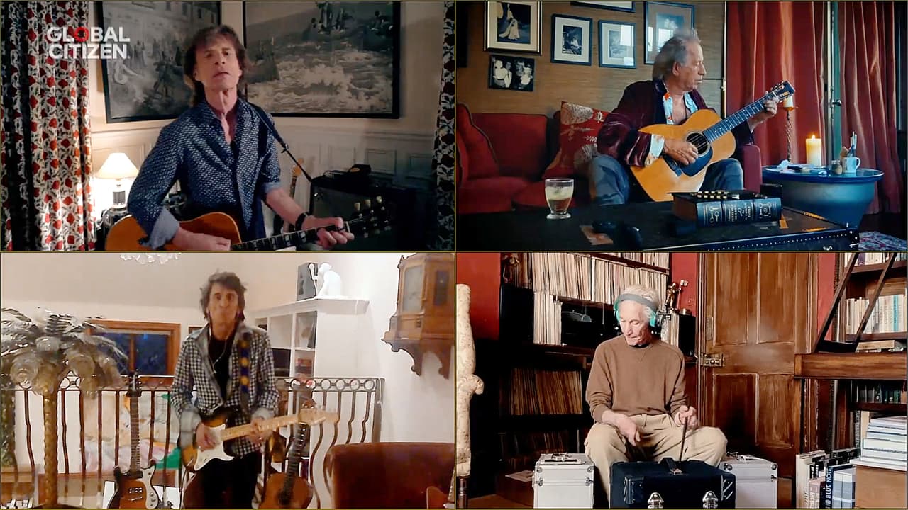 Desde distintos lugares, Mick Jagger, Keith Richards, Ronnie Wood y Charlie Watts, los Rolling Stones se conectaron para regalarle a la audiencia 'You can't always get what you want'.