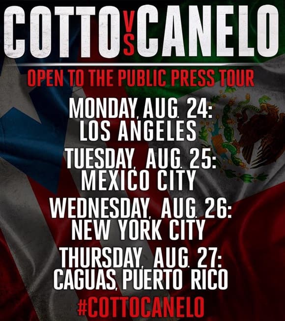 Anuncian gira para presentar Miguel Cotto contra 'Canelo' Álvarez