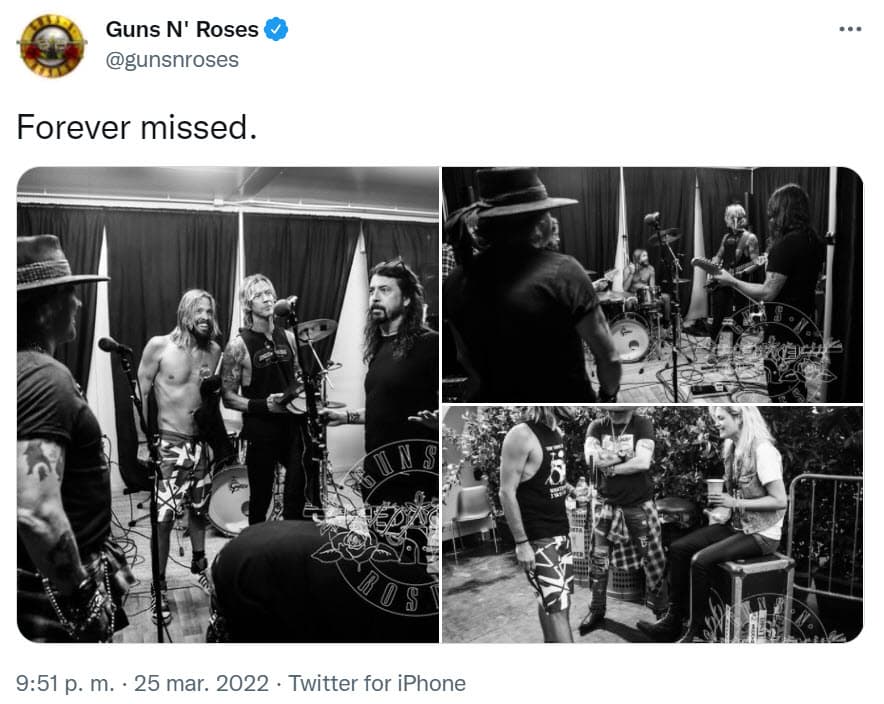 Guns N' Roses reaccionan a la muerte de Taylor Hawkins.
