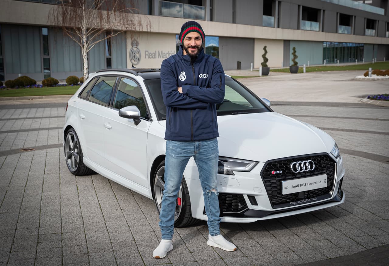 <b>Karim Benzema</b> eligió un Audi RS 3 Sportback color Blanco Glaciar.