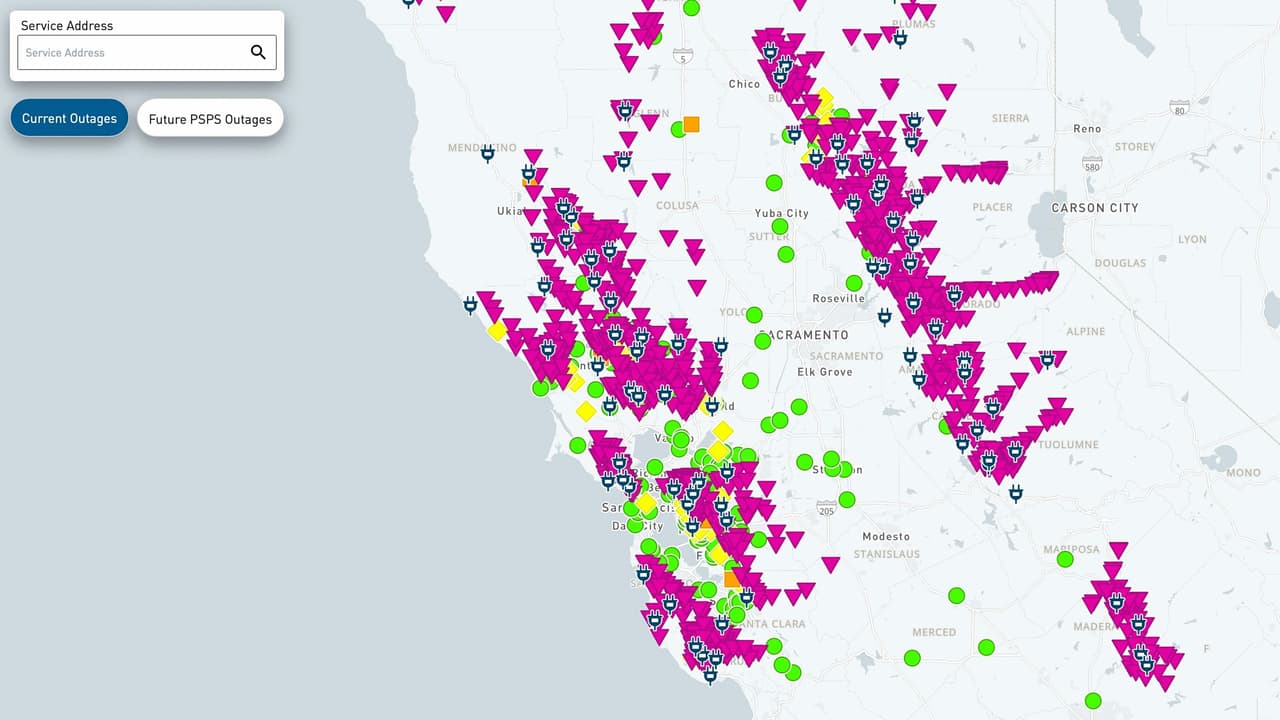 Mapa de apagones: estas son las ciudades del norte de California que se encuentran sin luz