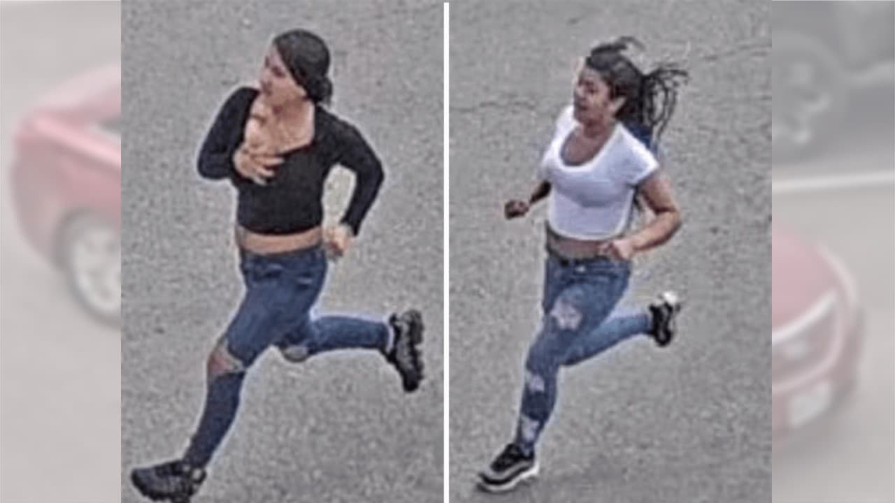 Imágenes de ambas sospechosas que se bajaron del vehículo para agredir al empleado.