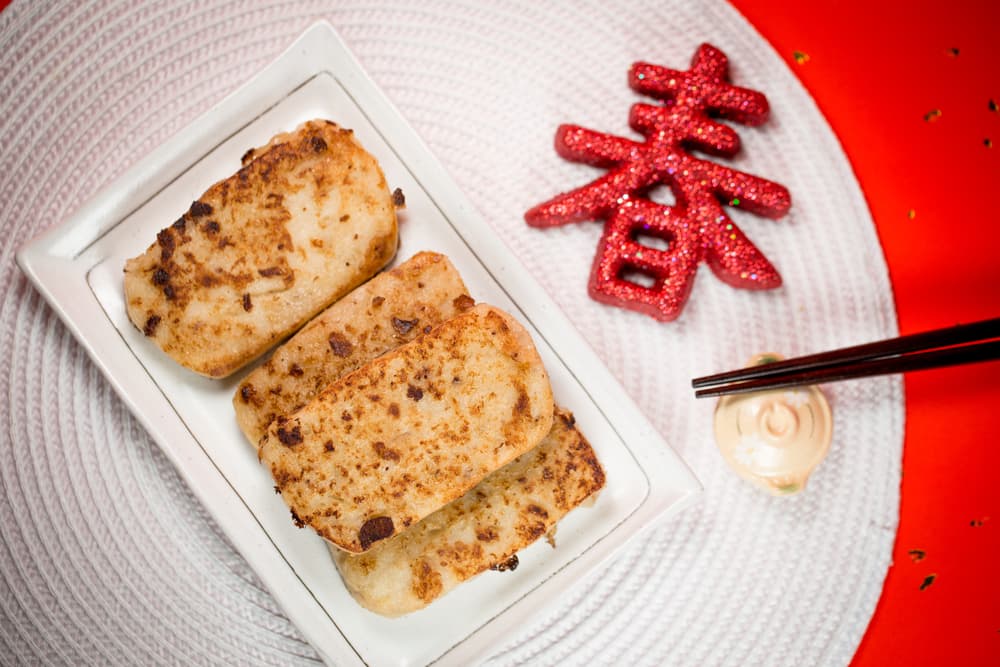 Tienen este platillo típico chino hecho de arroz frito llamado el 'turnip cake' que comen como una empanadita.