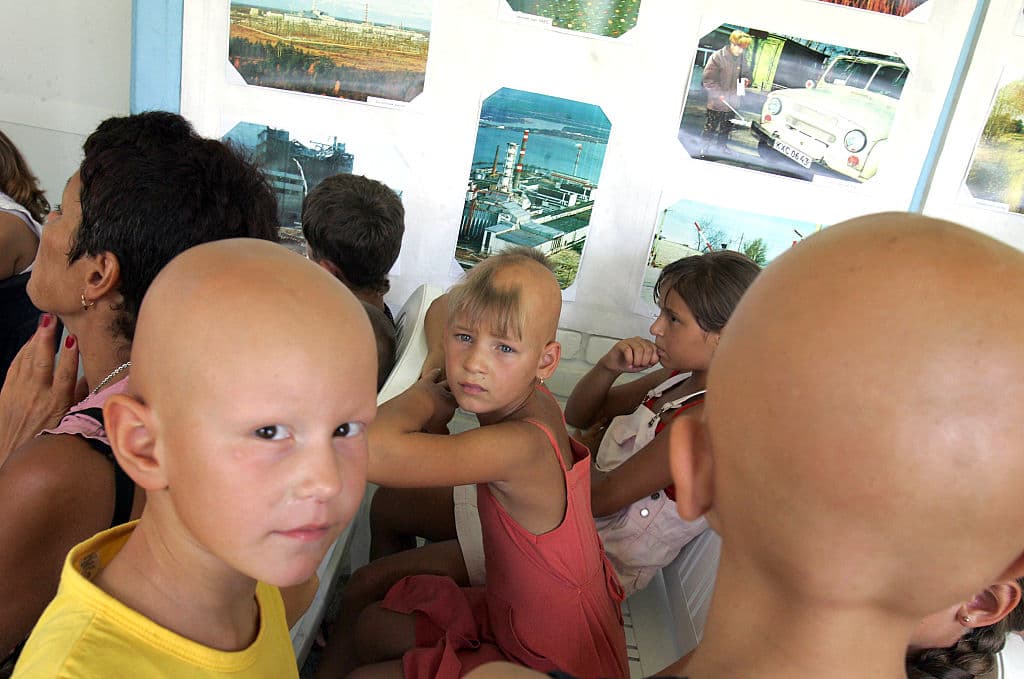 Ukrainian children from the 1986 Chernobyl nuclear plant accident, await medical treatment at Tarara Hospital, east from Havana, 26 April, 2006.