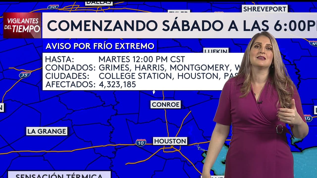Meteoróloga explica a partir de qué hora entrará el frente ártico al área de Houston acompañado de tormentas