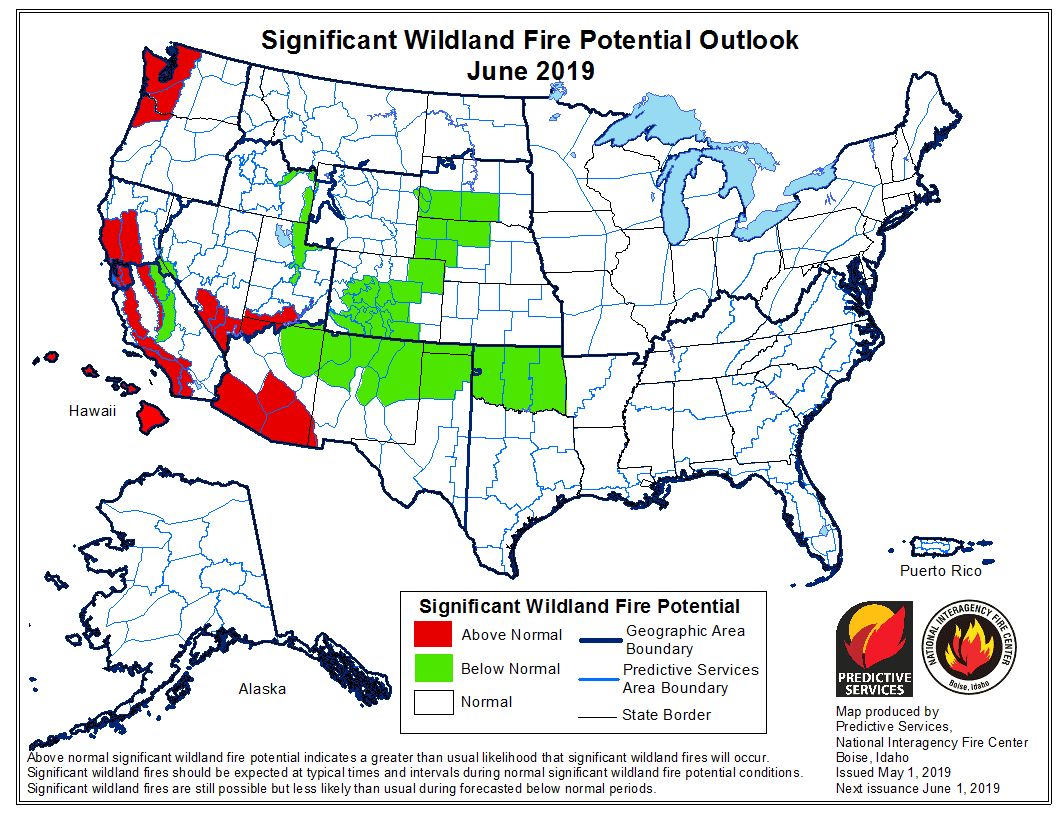 Sin embargo, para el mes de junio la probabilidad de incendio se elebará por encima de lo normal desde el sur hasta al norte del estado.