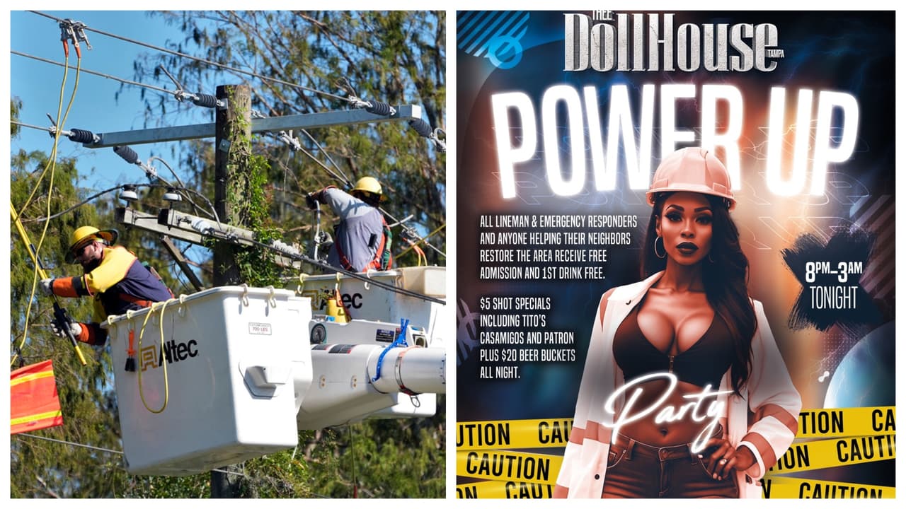 Tras huracanes, club de strippers ofrece entretenimiento gratis a reparadores de líneas eléctricas