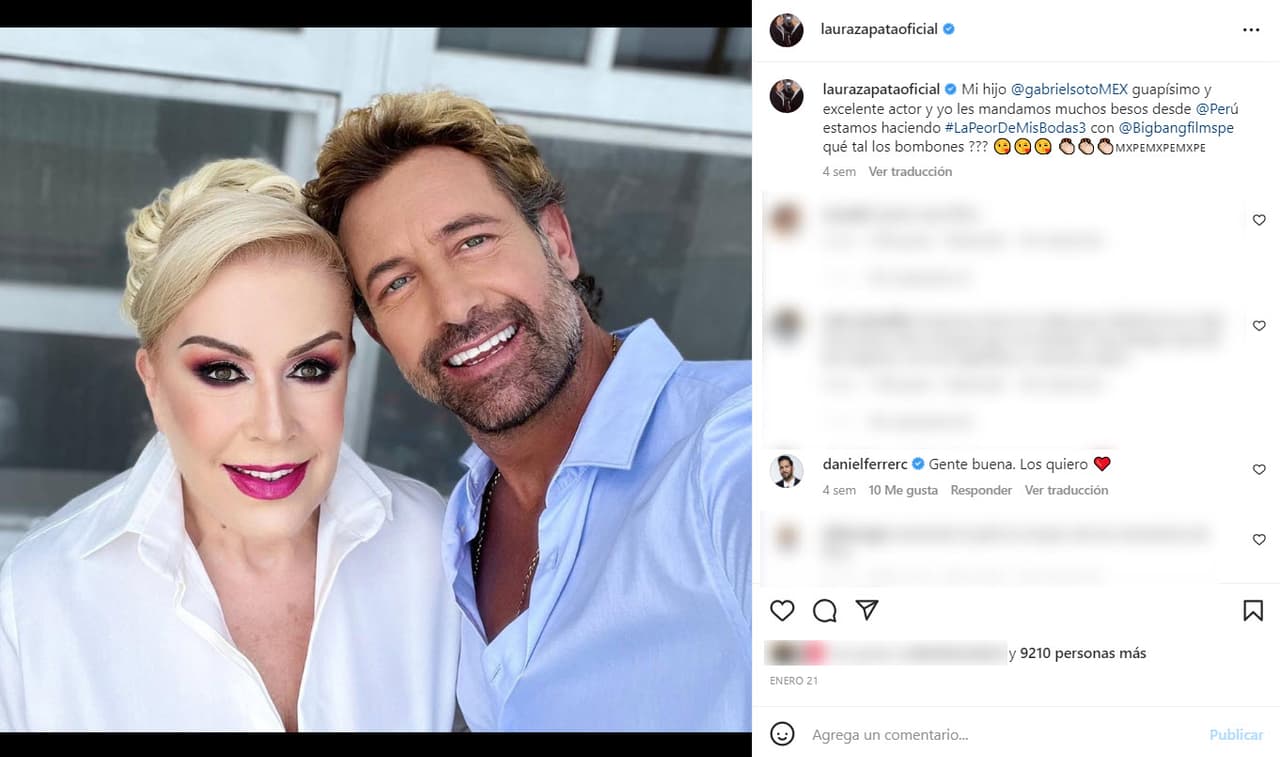 Laura Zapata y Gabriel Soto en las filmaciones de 'La peor de mis bodas 3'.