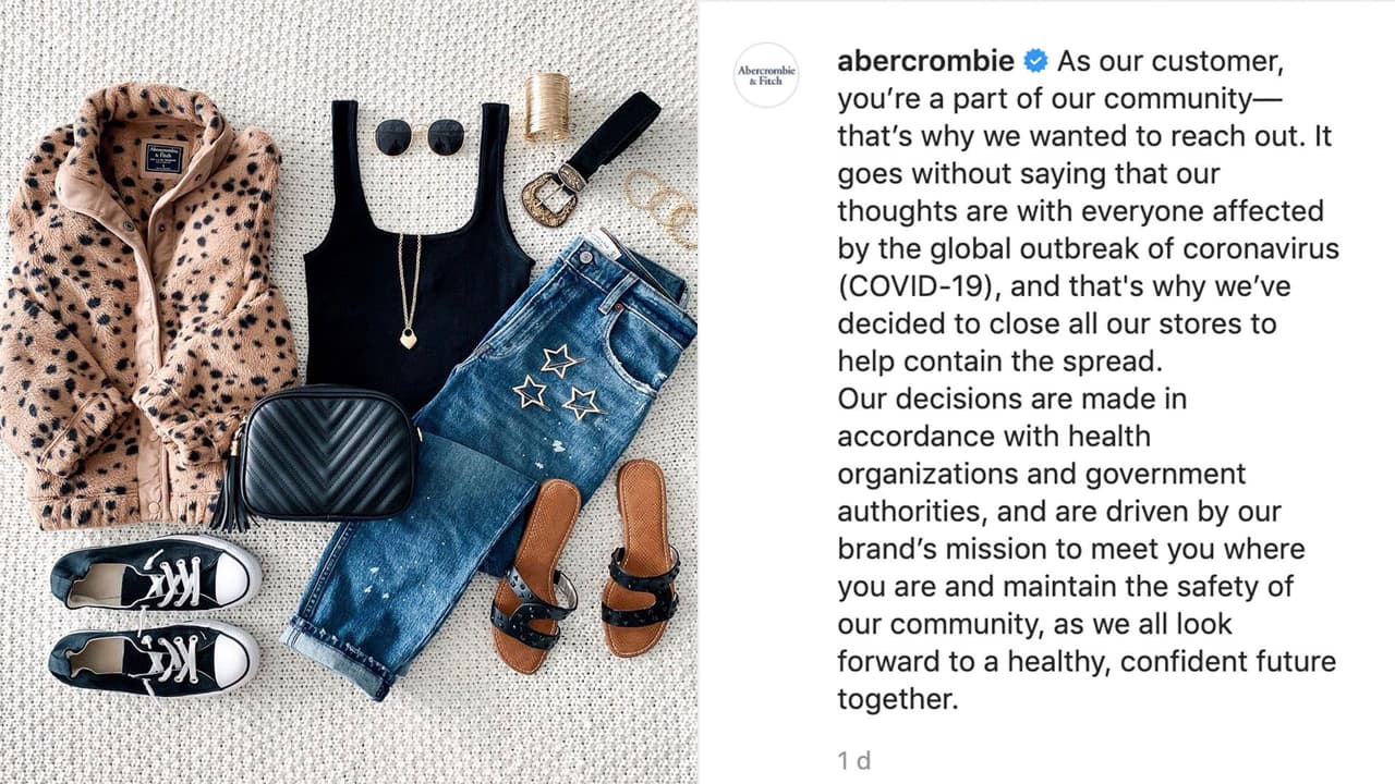 Las tiendas de Abercrombie & Fitch estarán cerradas hasta nuevo aviso.