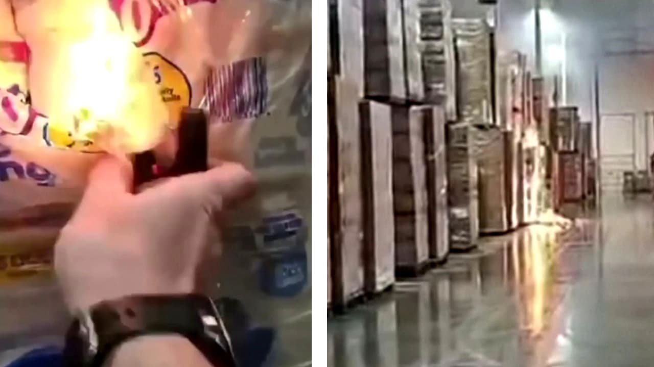 Difunden video del sospechoso de provocar un enorme incendio en una bodega de papel en Ontario, California