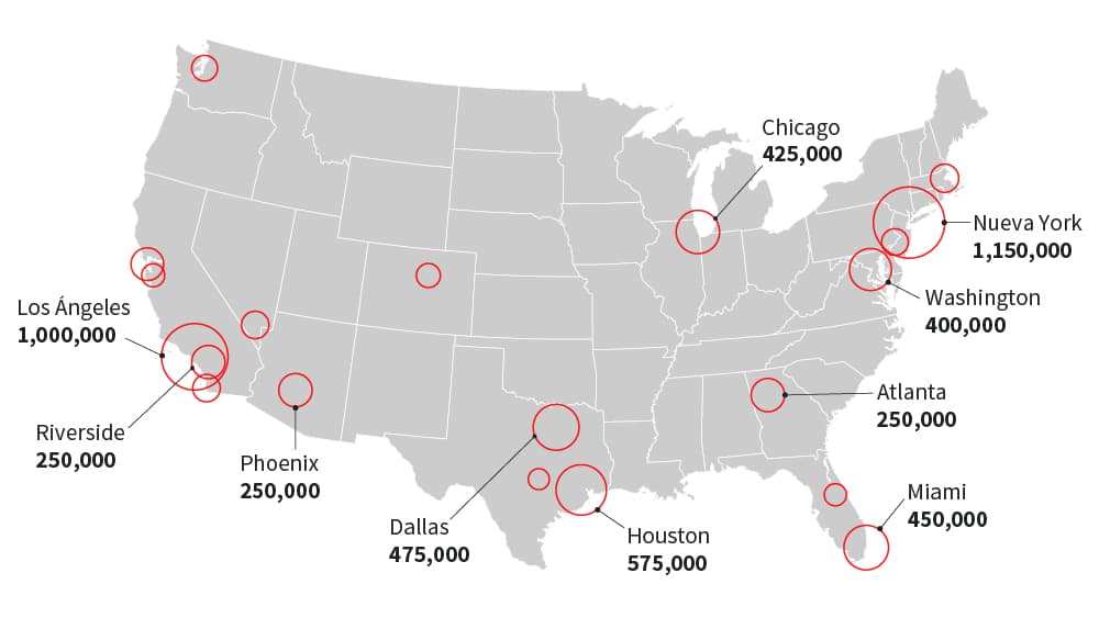 Estas son las ciudades con más inmigrantes indocumentados en Estados Unidos