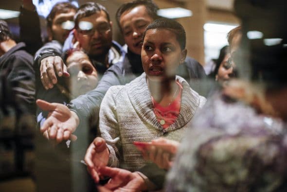 La fila esperando la apertura de JCPenney en New Jersey.