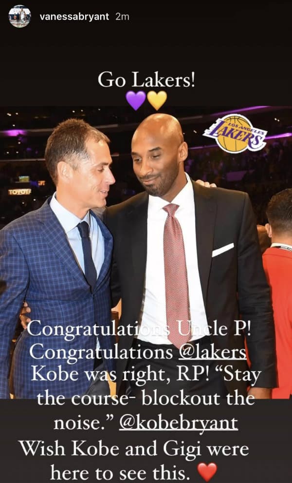 Pero no todo son desafíos para Vanessa. Este fin de semana celebró el triunfo de Los Angeles Lakers en el campeonato de la NBA, lo hizo publicando una foto en la que felicitó al equipo y a su gerente general. "¡Vamos, Lakers!", escribió.