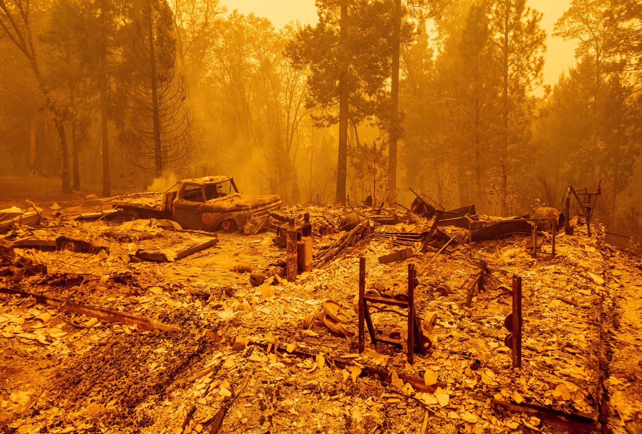 Una dantesca imagen de un bosque reducido a cenizas en el condado de Butte, California. "Da miedo... simplemente dejamos todo", dijo Sandy Clark, de 68 años, citado por la AFP, quien tuvo que dejar su casa e irse a un hotel.
