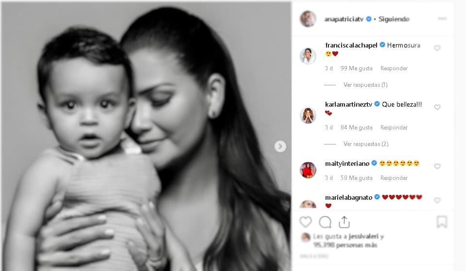 Las celebridades respondieron a las publicaciones de Ana Patricia con mensajes en los que expresaban lo extraordinarias que eran las fotos con Giulietta y ‘Baby Gael’. Francisca Lachapel y Karla Martínez no se contuvieron de dejar su comentario a la toma fotográfica con casi 100 mil ‘me encanta’.