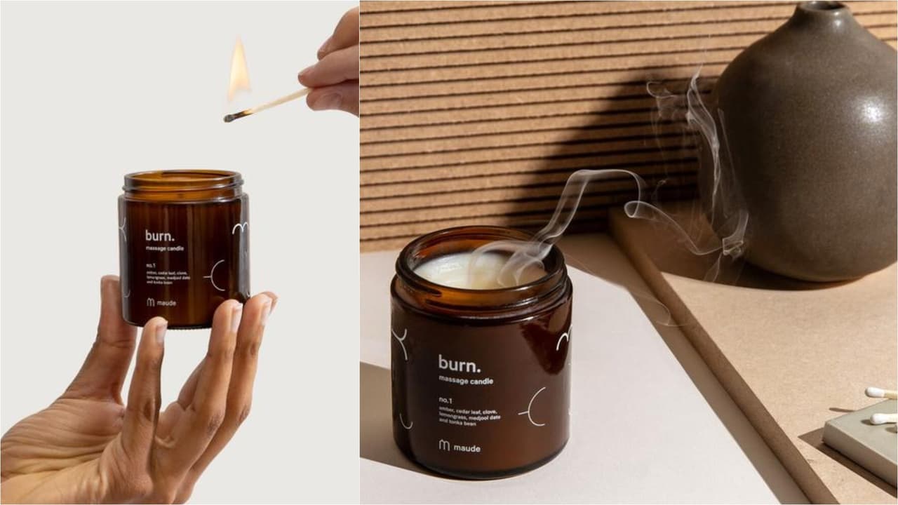 <a href="https://getmaude.com/products/burn-massage-candle-no1 " target="_blank">Vela de masaje Burn</a> a base de soya de Maude.
<br>
<b>Precio: Desde $15.</b> 
<br>Otro de los grandes productos 2 en 1 que duplican su valor: velas que ambientan los espacios al tiempo que sirven como aceites de masaje sin químicos, ni aditivos tóxicos. Pura ganancia. 
<br>
<br> 
<br>