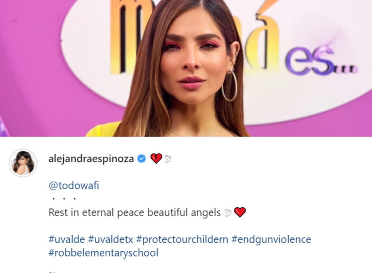 Alejandra Espinoza compartió un video con fotos de las víctimas y el emoticono de un corazón roto. Además, expresó su pésame junto a una paloma blanca.