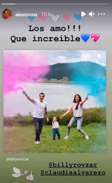 La jovencita de 18 años, hija del productor mexicano, compartió en sus historias de Instagram la emoción que le provocó la noticia. Con corazones rosas y azules y un gráfico de una cigüeña 
<b>externó lo "increíble" que le parece ser hermana mayor por partida doble</b>.