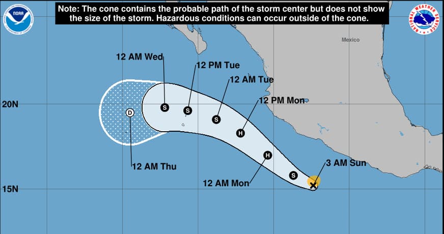 Se forma la tormenta Bárbara frente a la costa suroeste de México