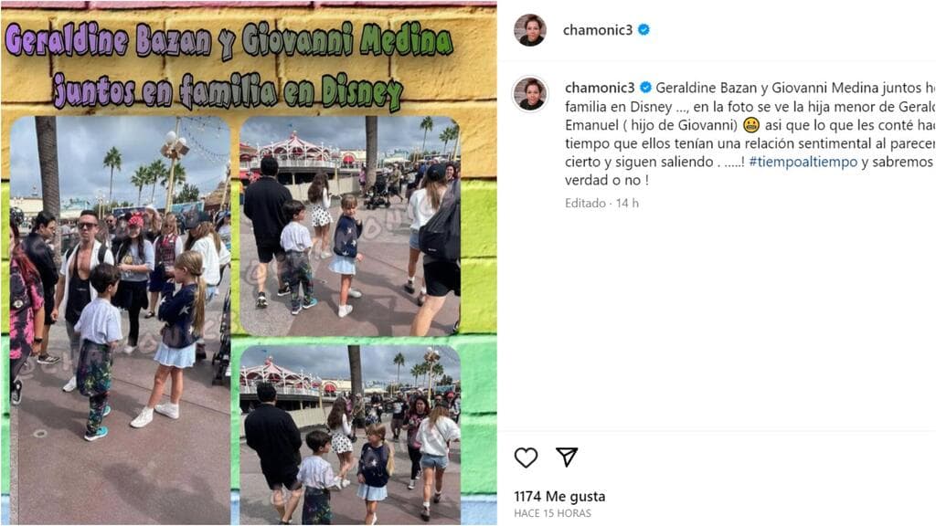 Estas son las fotos en las que aparece Giovanni Medina con su hijo junto a Alexa Miranda, la hija de Geraldine Bazán, quien podría ser la mujer que aparece a la derecha con gorra, blusa blanca y short de mezclilla.
