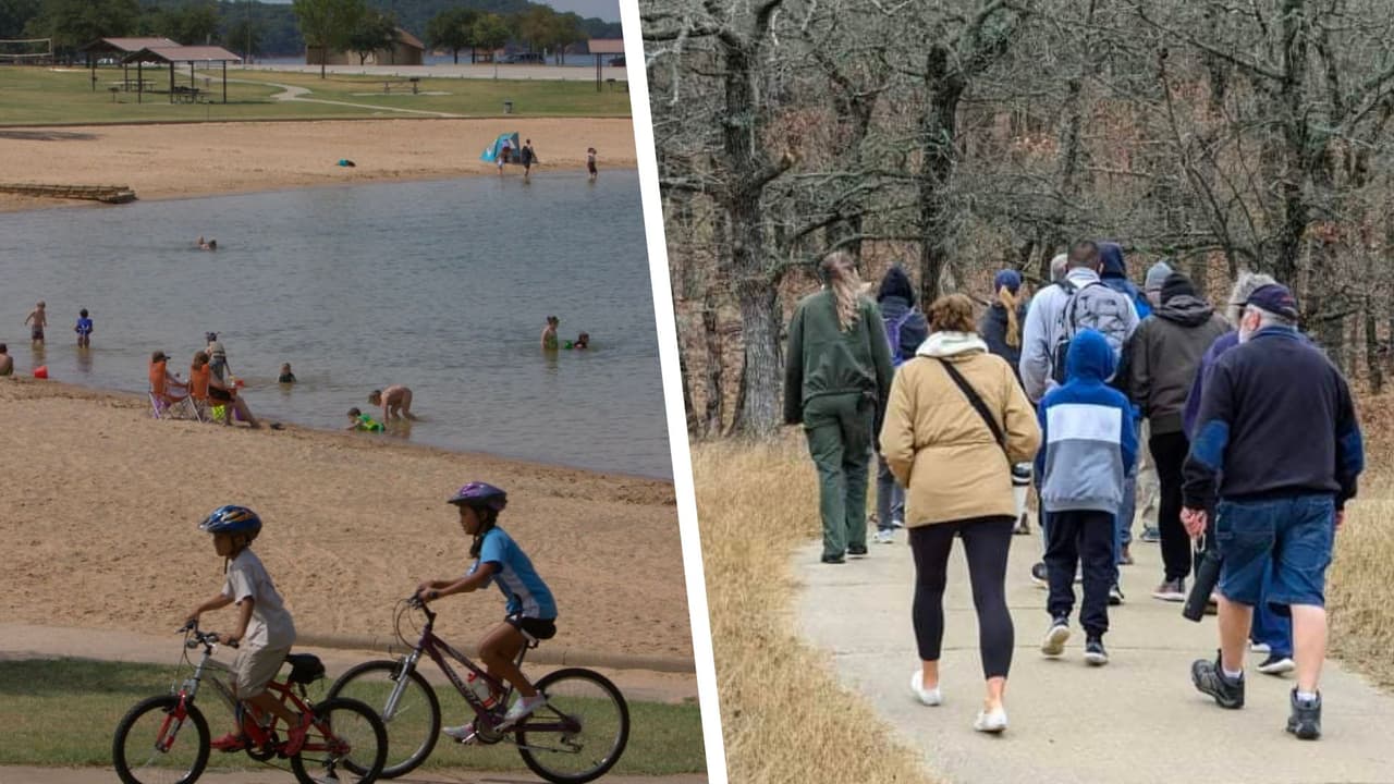 <b>Parque estatal Lago Ray Roberts</b>
<br>
<b>A una hora de Dallas</b>, este increíble lugar es más que “una playa”, es un sitio para pasar un día o hasta un fin de semana, lejos de los ruidos y el estrés de las ciudades. Aquí puedes, además de tomar un refrescante baño, 
<b>remar, hacer senderismo y disfrutar de la naturaleza</b>. Cuentan con un estanque de pesca para los niños, también hay instalaciones para pasar la noche.
<br>⏰ 
<b>De 6 de la mañana a 10 de la noche</b>.
<br>💰 Desde los 
<b>$7 por persona</b>.
<br>📍 100 PW 4137, Pilot Point.
<br>☎️ Para más información puedes llamar al número de teléfono: 
<b>940-686-2148</b>.