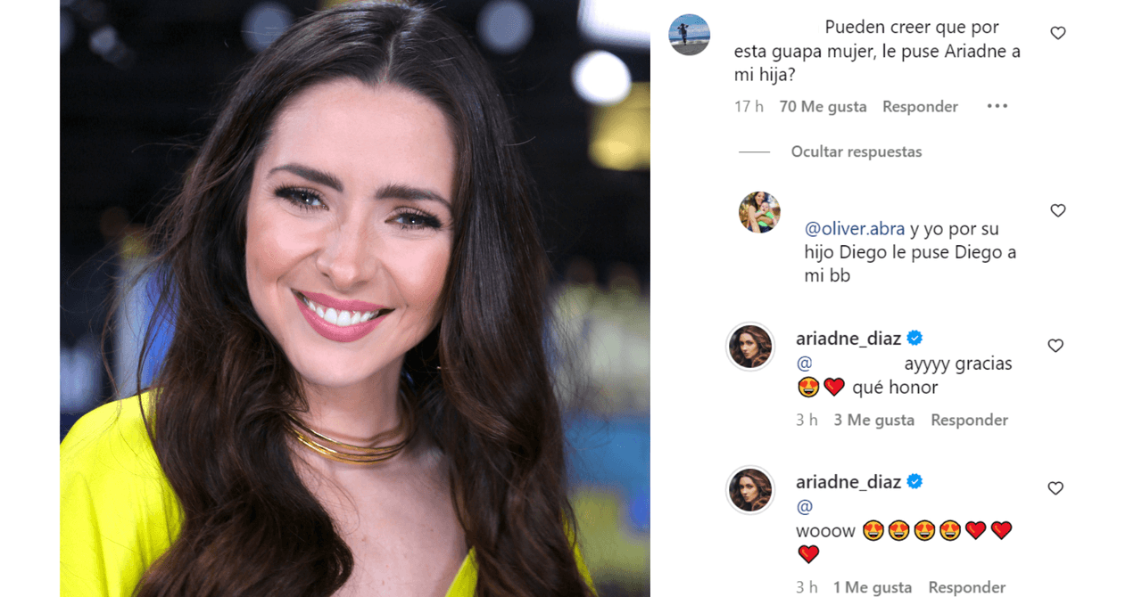 El ‘post’ tuvo otro detalle que llamó atención: dos de sus fans le confesaron que se inspiraron en su familia para nombrar a sus hijos, mientras que uno le puso Ariadne a su hija, otro nombró Diego (como se llama el hijo de la famosa) a su bebé.
