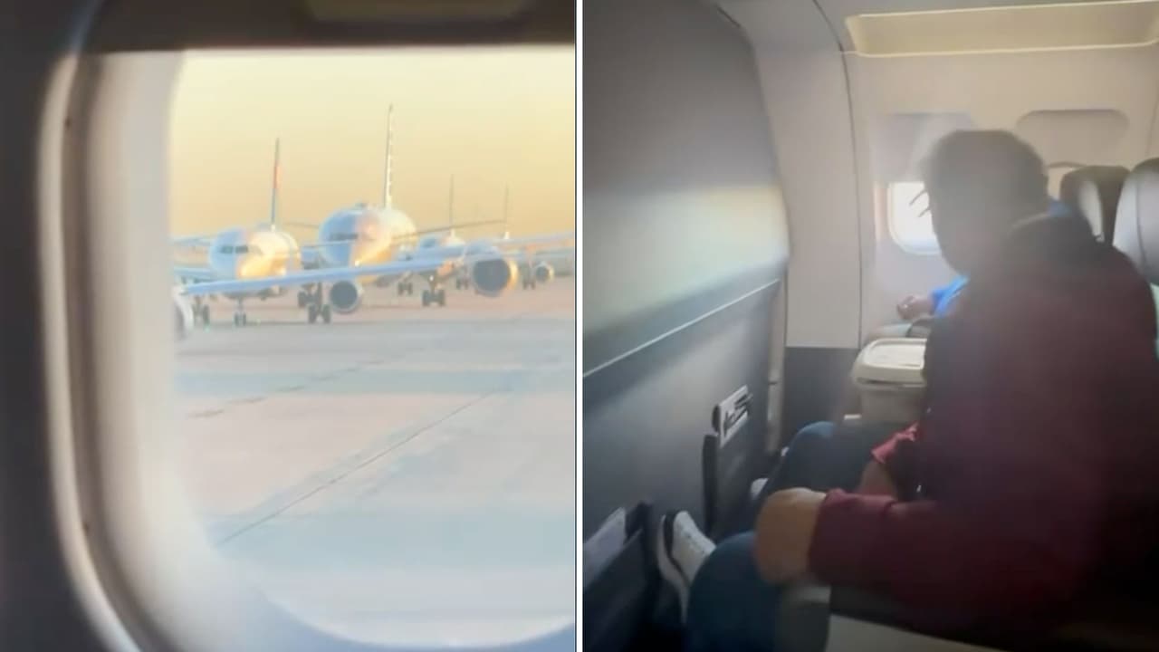 Un pasajero compartió una fotografía donde se observan las largas filas de aviones en tierra, esperando la autorización para despegar en el aeropuerto más importante del norte de Texas.