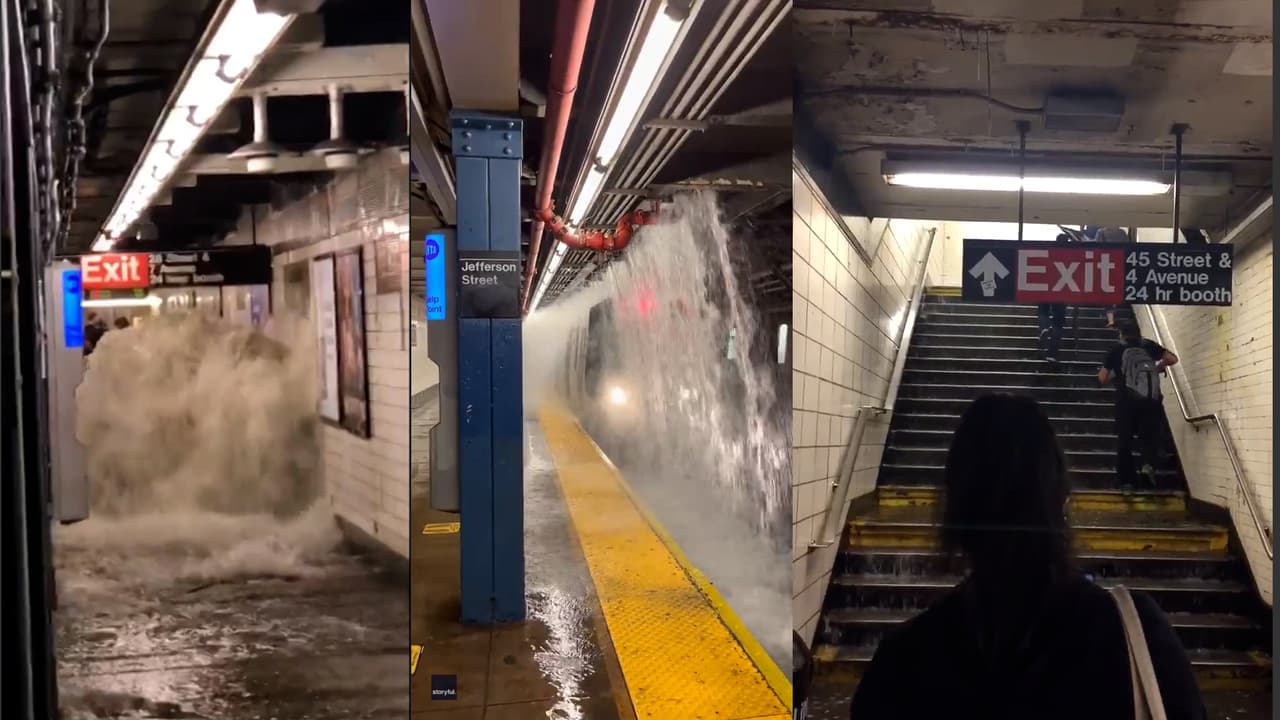 Prácticamente todas las estaciones de metro de Nueva York tuvieron que cerrar debido a la gran cantidad de agua que ingresó a los túneles subterráneos, y que dejó imágenes sorprendentes por la fuerza del agua. La Metropolitan Transportation Authority (MTA) esperaba restaurar lentamente el servicio de metro en las próximas horas. Más noticias aquí.