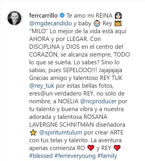 Con esas líneas quedó al descubierto que la pareja espera un niño que llevará por nombre Milo.
<br>