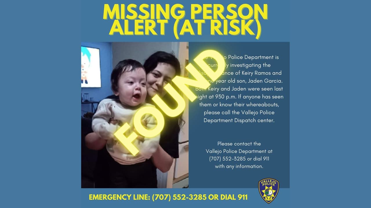 Hallan a salvo a madre latina y a su hijo de 1 año que habían desaparecido en Vallejo 