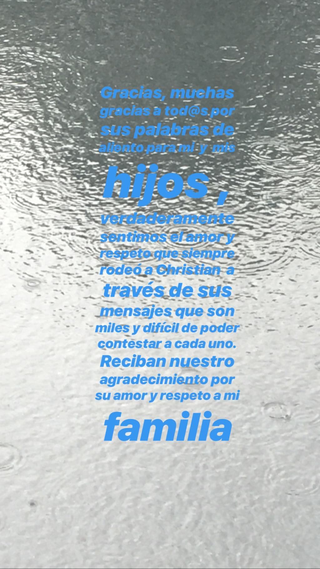 En sus historias de Instagram compartió tres imágenes de texto donde agradece al público el cariño.