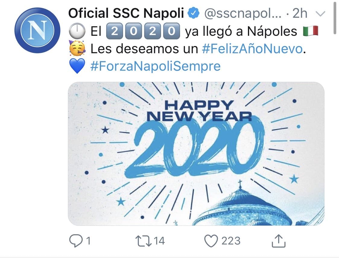 Jugadores entrenadores y clubes desean un gran 2020 a todos sus aficionados.