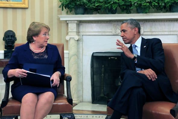 El presidente Barack Obama se reúne con la presidenta de Chile, Michelle Bachelet.