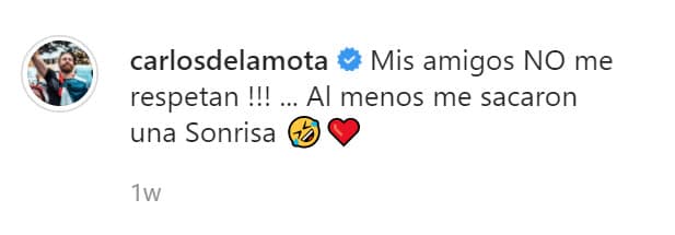 "
<b><a href="https://www.instagram.com/p/CIZUSZ5BSF9/" target="_blank">¡Mis amigos no me respetan!</a></b>... al menos me sacaron una sonrisa", escribió ante la ocurrencia.