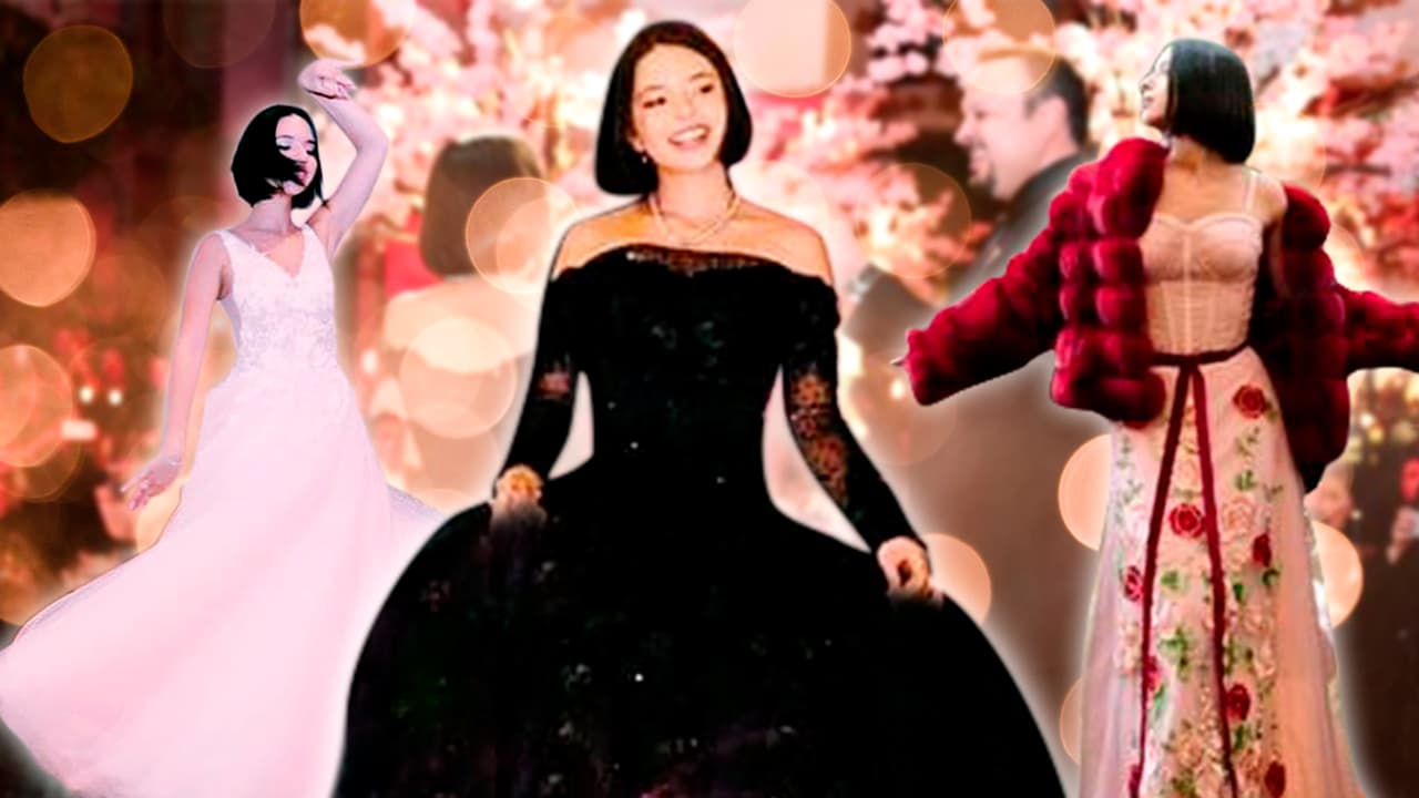 Con cuatro vestidos (incluido uno negro) Ángela Aguilar festejó su fiesta de XV años