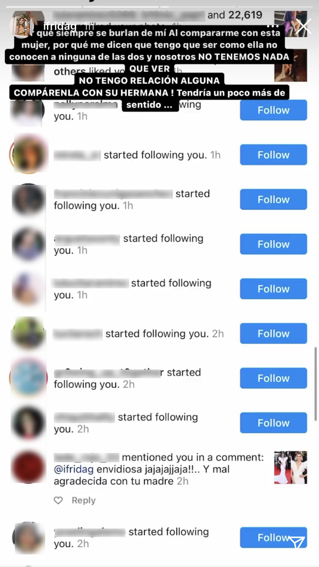 "¿Por qué 
<b><a href="https://www.univision.com/famosos/a-frida-sofia-le-duele-el-corazoncito-por-el-odio-que-recibe-en-redes-y-pide-dejen-de-atacar-a-una-victima-video" target="_blank">siempre se burlan de mí</a> </b>al compararme con esta mujer?", se preguntó en otro mensaje en donde mostró más comentarios en donde las confrontaban. 
<br>